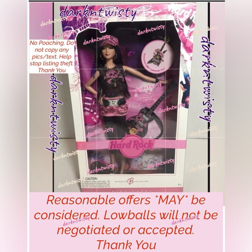 ORIGINAL OWNER MIB RARE SALES RECEIPT Hard Rock Café Barbie w Exclusive Pin